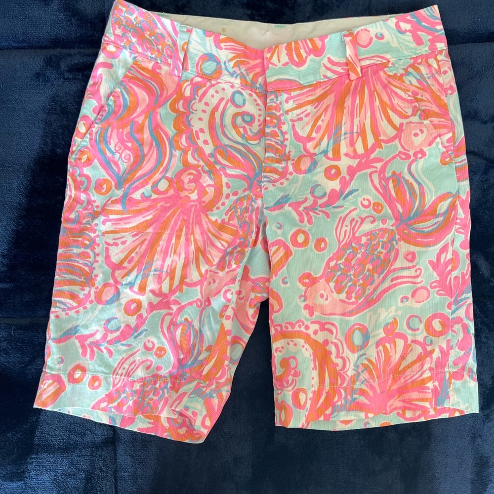 Lilly Pulitzer Pink and Green Patterned Shorts